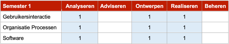 Figuur 5: HBO-i Beroepstaken na het 1e semester